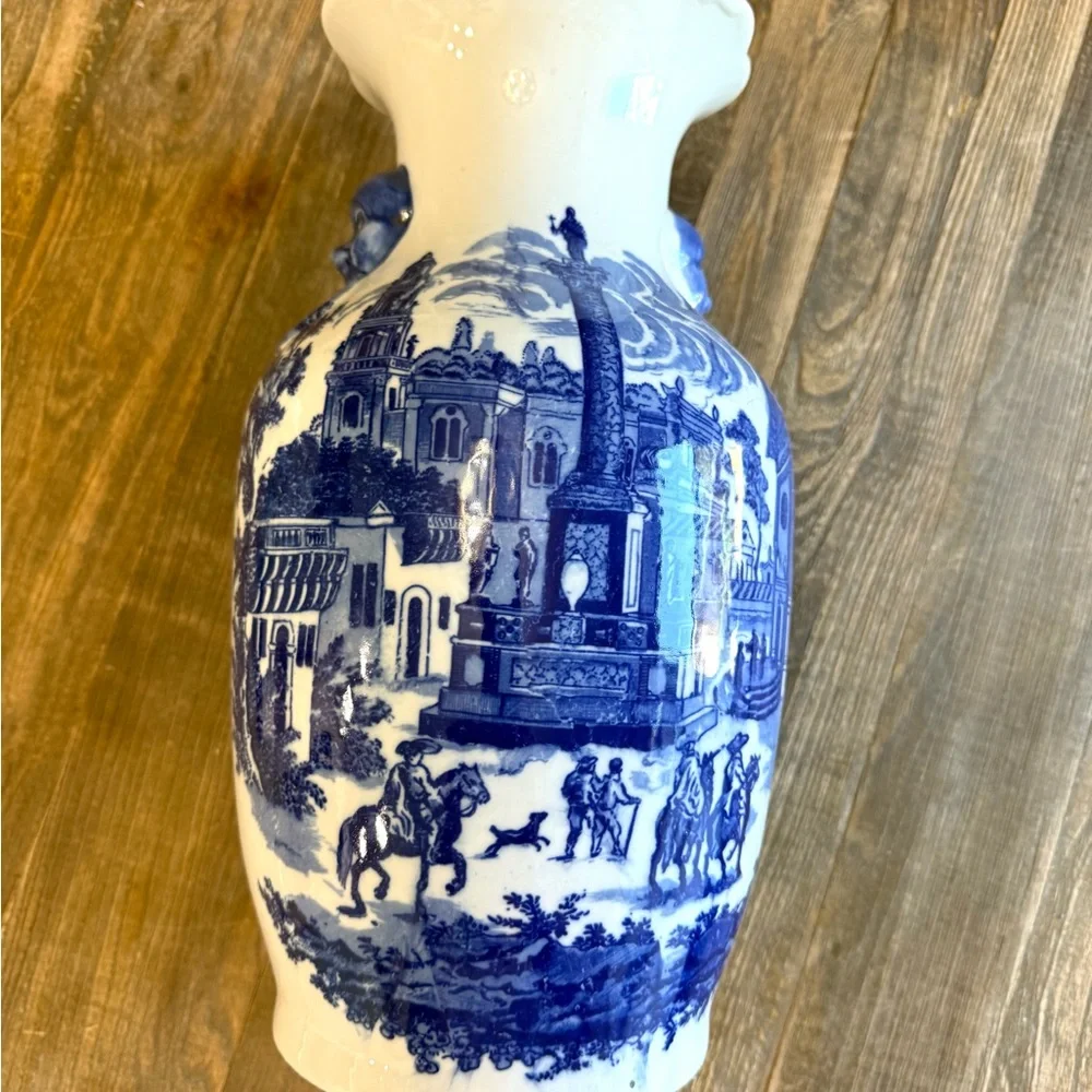 Victoria Ware Blue and White Chinoiserie Vase|Vintage Chinoiserie Vase